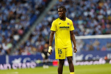 Thierno Barry, LaLiga EASPORTS maçı sırasında RCD Espanyol de Barcelona ve Villarreal CF takımları arasında RCDE Stadyumu 'nda (Maciej Rogowski)