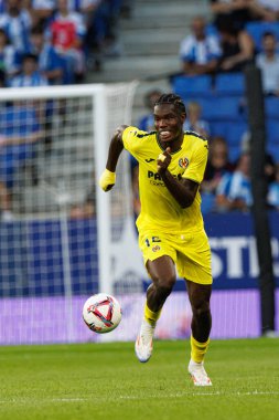 Thierno Barry, LaLiga EASPORTS maçı sırasında RCD Espanyol de Barcelona ve Villarreal CF takımları arasında RCDE Stadyumu 'nda (Maciej Rogowski)