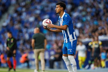 Ömer El Hilali, LaLiga EASPORTS maçı sırasında RCD Espanyol de Barcelona ve Villarreal CF takımları arasında RCDE Stadyumu 'nda (Maciej Rogowski)