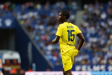 Thierno Barry, LaLiga EASPORTS maçı sırasında RCD Espanyol de Barcelona ve Villarreal CF takımları arasında RCDE Stadyumu 'nda (Maciej Rogowski)