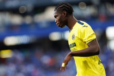 Thierno Barry, LaLiga EASPORTS maçı sırasında RCD Espanyol de Barcelona ve Villarreal CF takımları arasında RCDE Stadyumu 'nda (Maciej Rogowski)