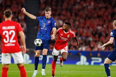 Alexander Sorloth, Florentino Luis UEFA Şampiyonlar Ligi maçında SL Benfica ve Atletico de Madrid (Maciej Rogowski) takımları arasında görüldü.)