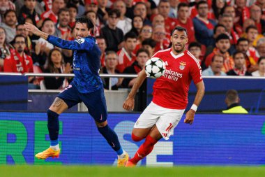 Jose Maria Gimenez, Vangelis Pavlidis UEFA Şampiyonlar Ligi maçında SL Benfica ve Atletico de Madrid (Maciej Rogowski)