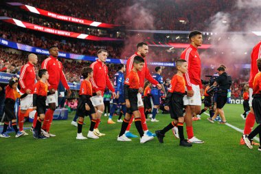 Benfica oyuncuları UEFA Şampiyonlar Ligi maçında SL Benfica ve Atletico de Madrid (Maciej Rogowski) takımları arasında görüldü.)