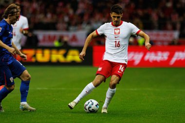 Bartosz Kapustka, Polonya ve Hırvatistan milli takımları arasında PGE Narodowy 'de oynanan UEFA Uluslar Ligi maçında görüldü (Maciej Rogowski)