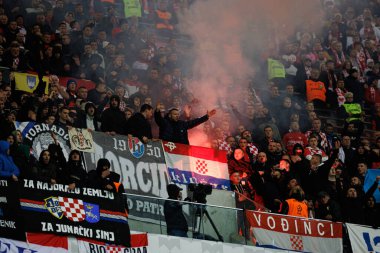 Hırvatistan taraftarları, Polonya ve Hırvatistan milli takımları arasında PGE Narodowy 'de oynanan UEFA Uluslar Ligi maçında görüldü (Maciej Rogowski)