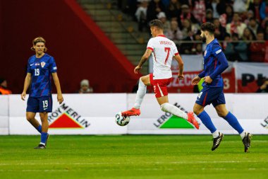 Kacper Urbanski, Polonya ve Hırvatistan milli takımları arasında PGE Narodowy 'de oynanan UEFA Uluslar Ligi maçında görüldü (Maciej Rogowski)