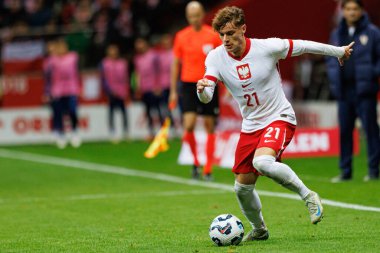 Nicola Zalewski, Polonya ve Hırvatistan milli takımları arasında PGE Narodowy 'de oynanan UEFA Uluslar Ligi maçında görüldü (Maciej Rogowski)