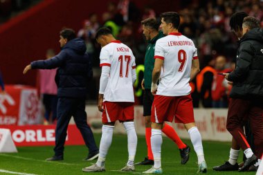 Michael Ameyaw, Robert Lewandowski UEFA Uluslar Ligi maçında Polonya ve Hırvatistan milli takımları arasında PGE Narodowy 'da görüldü (Maciej Rogowski)
