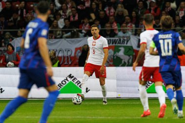 Jan Bednarek, Polonya ve Hırvatistan milli takımları arasında oynanan UEFA Uluslar Ligi maçı sırasında PGE Narodowy 'da görüldü (Maciej Rogowski)