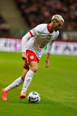 Jakub Kaminski, Polonya ve Hırvatistan milli takımları arasında PGE Narodowy 'de oynanan UEFA Uluslar Ligi maçında görüldü (Maciej Rogowski)