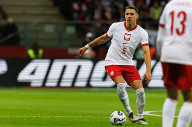 Jan Bednarek, Polonya ve Hırvatistan milli takımları arasında oynanan UEFA Uluslar Ligi maçı sırasında PGE Narodowy 'da görüldü (Maciej Rogowski)