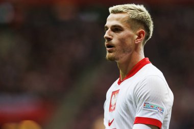 Jakub Kaminski, Polonya ve Hırvatistan milli takımları arasında PGE Narodowy 'de oynanan UEFA Uluslar Ligi maçında görüldü (Maciej Rogowski)