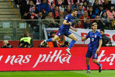 Petar Suciç ve Borna Sosa, Polonya ve Hırvatistan milli takımları arasında oynanan UEFA Uluslar Ligi maçında PGE Narodowy (Maciej Rogowski)
