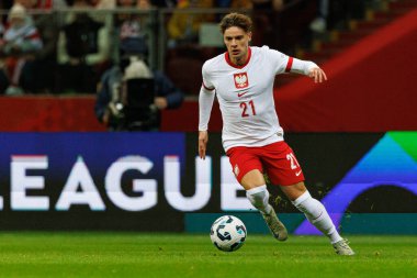 Nicola Zalewski, Polonya ve Hırvatistan milli takımları arasında PGE Narodowy 'de oynanan UEFA Uluslar Ligi maçında görüldü (Maciej Rogowski)