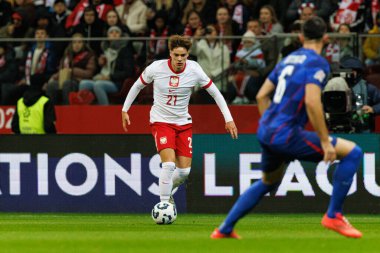 Nicola Zalewski, Polonya ve Hırvatistan milli takımları arasında PGE Narodowy 'de oynanan UEFA Uluslar Ligi maçında görüldü (Maciej Rogowski)