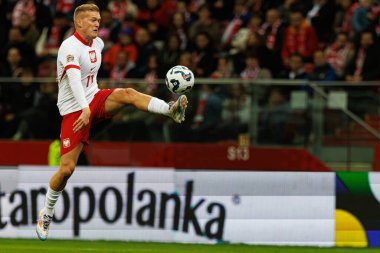 Karol Swiderski, Polonya ve Hırvatistan milli takımları arasında oynanan UEFA Uluslar Ligi maçında PGE Narodowy 'da görüldü (Maciej Rogowski)