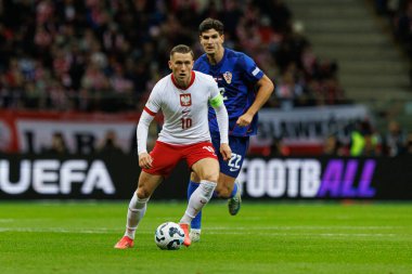 Piotr Zielinski, Polonya ve Hırvatistan milli takımları arasında PGE Narodowy 'de oynanan UEFA Uluslar Ligi maçında görüldü (Maciej Rogowski)