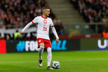 Sebastian Szymanski, Polonya ve Hırvatistan milli takımları arasında PGE Narodowy 'de oynanan UEFA Uluslar Ligi maçında görüldü (Maciej Rogowski)