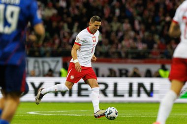 Jan Bednarek, Polonya ve Hırvatistan milli takımları arasında oynanan UEFA Uluslar Ligi maçı sırasında PGE Narodowy 'da görüldü (Maciej Rogowski)