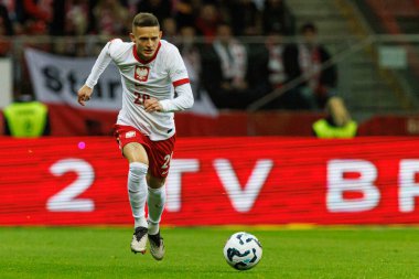 Sebastian Szymanski, Polonya ve Hırvatistan milli takımları arasında PGE Narodowy 'de oynanan UEFA Uluslar Ligi maçında görüldü (Maciej Rogowski)