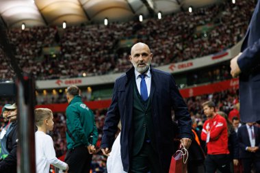 Michal Probierz, Polonya ve Hırvatistan milli takımları arasında PGE Narodowy 'de oynanan UEFA Uluslar Ligi maçında görüldü (Maciej Rogowski)