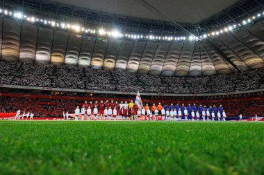 Polonya ve Hırvatistan milli takımları arasında PGE Narodowy 'de oynanan UEFA Uluslar Ligi maçında her iki takımın oyuncuları da görülüyor (Maciej Rogowski)