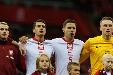 Jakub Kaminski, Jakub Kiwior, Jan Bednarek, Marcin Bulka, Polonya ve Hırvatistan milli takımları arasında oynanan UEFA Uluslar Ligi maçında PGE Narodowy 'de görüldü (Maciej Rogowski)