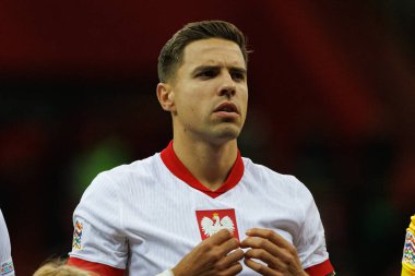 Jan Bednarek, Polonya ve Hırvatistan milli takımları arasında oynanan UEFA Uluslar Ligi maçı sırasında PGE Narodowy 'da görüldü (Maciej Rogowski)