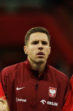 Jan Bednarek, Polonya ve Hırvatistan milli takımları arasında oynanan UEFA Uluslar Ligi maçı sırasında PGE Narodowy 'da görüldü (Maciej Rogowski)