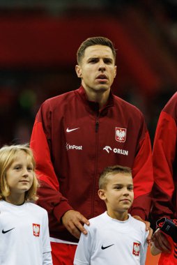 Jan Bednarek, Polonya ve Hırvatistan milli takımları arasında oynanan UEFA Uluslar Ligi maçı sırasında PGE Narodowy 'da görüldü (Maciej Rogowski)