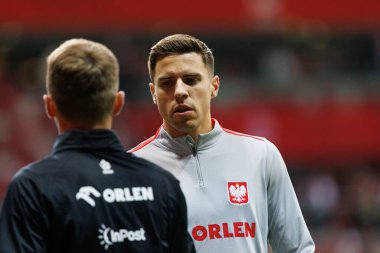 Jan Bednarek, Polonya ve Hırvatistan milli takımları arasında oynanan UEFA Uluslar Ligi maçı sırasında PGE Narodowy 'da görüldü (Maciej Rogowski)