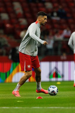 Jakub Moder, Polonya ve Hırvatistan milli takımları arasında oynanan UEFA Uluslar Ligi maçı sırasında PGE Narodowy 'da (Maciej Rogowski)