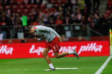 Jan Bednarek, Polonya ve Hırvatistan milli takımları arasında oynanan UEFA Uluslar Ligi maçı sırasında PGE Narodowy 'da görüldü (Maciej Rogowski)