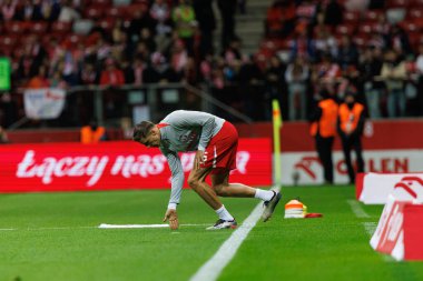 Jan Bednarek, Polonya ve Hırvatistan milli takımları arasında oynanan UEFA Uluslar Ligi maçı sırasında PGE Narodowy 'da görüldü (Maciej Rogowski)