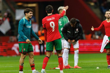 Pedro Neto, Francisco Trincao, UEFA Uluslar Ligi maçında PGE Narodowy 'da Polonya ve Portekiz milli takımları arasında görüldü (Maciej Rogowski)
