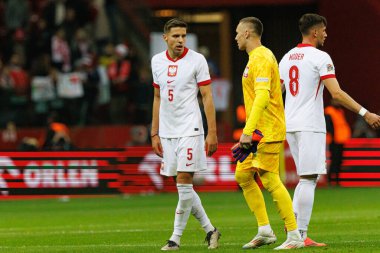 Jan Bednarek, Lukasz Skorupski, Polonya ve Portekiz milli takımları arasında oynanan UEFA Uluslar Ligi maçında PGE Narodowy 'da görüldü (Maciej Rogowski)