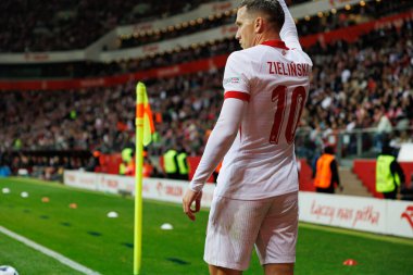 Piotr Zielinski, Polonya ve Portekiz milli takımları arasında oynanan UEFA Uluslar Ligi maçı sırasında PGE Narodowy 'da görüldü (Maciej Rogowski)
