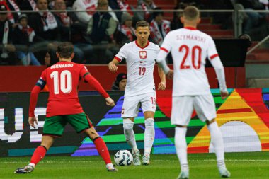 Przemyslaw Frankowski, Polonya ve Portekiz milli takımları arasında PGE Narodowy 'de oynanan UEFA Uluslar Ligi maçında görüldü (Maciej Rogowski)