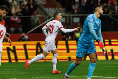 Piotr Zielinski, PGE Narodowy (Maciej Rogowski) 'de Polonya ve Portekiz milli takımları arasında oynanan UEFA Milletler Ligi maçında gol attıktan sonra kutlama yaparken görüldü.)