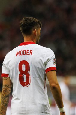 Jakub Moder, PGE Narodowy 'de Polonya ve Portekiz milli takımları arasında oynanan UEFA Uluslar Ligi maçı sırasında görüldü (Maciej Rogowski)