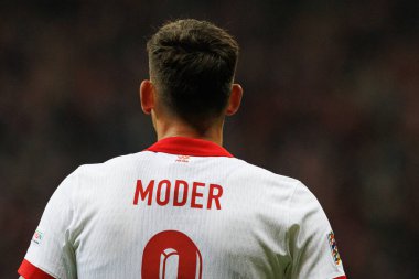 Jakub Moder, PGE Narodowy 'de Polonya ve Portekiz milli takımları arasında oynanan UEFA Uluslar Ligi maçı sırasında görüldü (Maciej Rogowski)