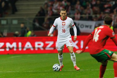Piotr Zielinski, Polonya ve Portekiz milli takımları arasında oynanan UEFA Uluslar Ligi maçı sırasında PGE Narodowy 'da görüldü (Maciej Rogowski)