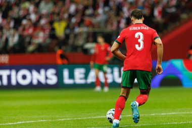 Ruben Dias, Polonya ve Portekiz milli takımları arasında PGE Narodowy 'de oynanan UEFA Uluslar Ligi maçında görüldü (Maciej Rogowski)