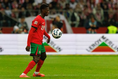 UEFA Uluslar Ligi maçında Polonya ve Portekiz milli takımları arasında PGE Narodowy 'de Nuno Mendes görüldü (Maciej Rogowski)