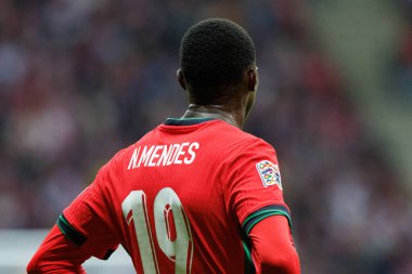 UEFA Uluslar Ligi maçında Polonya ve Portekiz milli takımları arasında PGE Narodowy 'de Nuno Mendes görüldü (Maciej Rogowski)