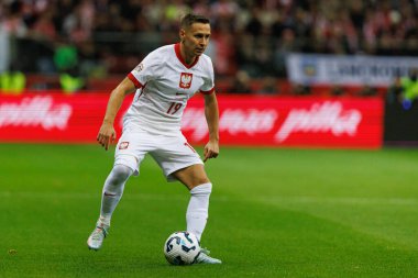 Przemyslaw Frankowski, Polonya ve Portekiz milli takımları arasında PGE Narodowy 'de oynanan UEFA Uluslar Ligi maçında görüldü (Maciej Rogowski)