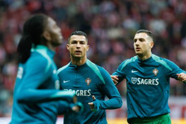 Cristiano Ronaldo, Diogo Dalot, Polonya ve Portekiz milli takımları arasında PGE Narodowy 'de oynanan UEFA Uluslar Ligi maçında görüldü (Maciej Rogowski)