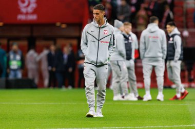 Kacper Urbanski, Polonya ve Portekiz milli takımları arasında oynanan UEFA Uluslar Ligi maçı sırasında PGE Narodowy 'da görüldü (Maciej Rogowski)