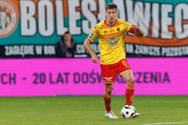 Stadyumdaki Zaglebie Lubin ve Jagiellonia Bialystok takımları arasında oynanan PKO BP Ekstraklasa maçı sırasında Taras Romanczuk (Maciej Rogowski)